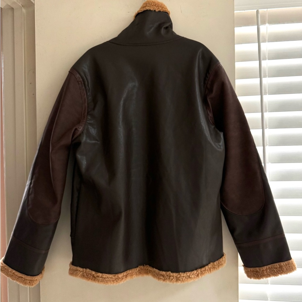 Brown Shearling Lined Leather Jacket - image 2